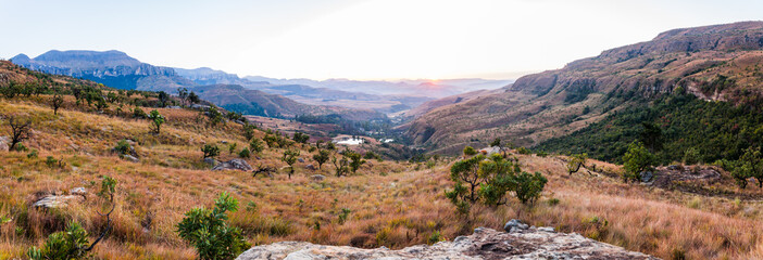 Panorama of the mountains in the Drakensberg.