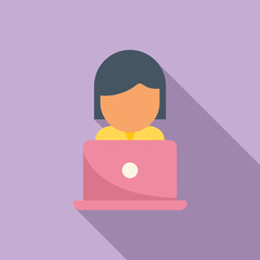 Girl online dating icon flat vector. Social profile