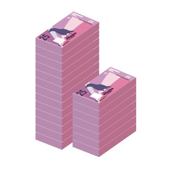 Seychelles Rupee Vector Illustration. Seychelles money set bundle banknotes. Paper money 25 SCR. Flat style. Isolated on white background. Simple minimal design.