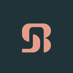 SB monogram logo.Letter s, letter b typographic icon.Lettering sign isolated on dark background.Alphabet initials.Modern, deco design, geometric, corporate, minimalist style intertwined characters.