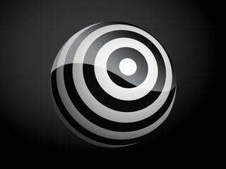 Abstract pattern cover black and white 3D ball. Vector illustration on dark background.