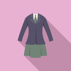 Girl uniform icon flat vector. Fashion suit