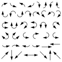 Line art set different arrows. Black swirl line. Vector illustration. stock image. 