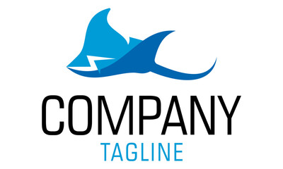 Blue Color Stingray Fish Home Logo Design