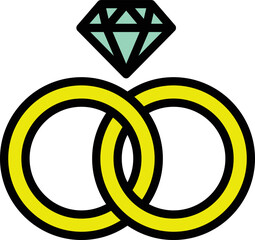 Wedding rings icon outline vector. Gold ring. Jewel gift