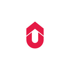 letter u simple geometric red arrow up logo vector - obrazy, fototapety, plakaty