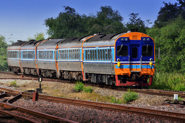 Fototapeta na wymiar Diesel railcar on the railway 