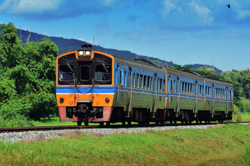 Naklejka premium Diesel railcar on the railway in Thailand