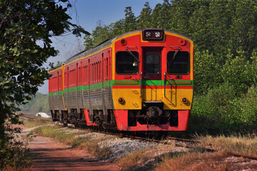 Fototapeta premium Diesel railcar on the railway 