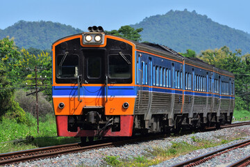 Obraz premium Diesel railcar on the railway in Thailand