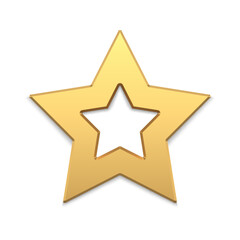 Bright luxury golden five pointed star border angled metallic surface 3d vector illustration