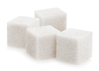 White sugar cubes, isolated on white background