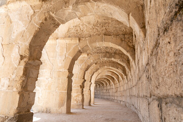 Fototapeta na wymiar Wide angle photo of Aspendos ancient site in Antalya.