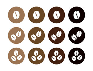 Set of coffee beans icons. PNG, EPS files.