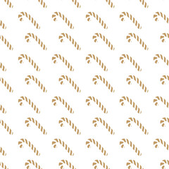 Christmas sweet candy gold style seamless pattern on white background. Christmas decoration element. Vector Illustration