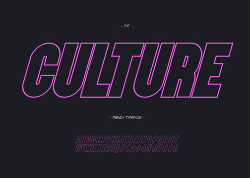 Vector bold culture font modern typography for industrial, decoration, logo, poster, t shirt, book, card, sale banner, printing on fabric. Cool 3d typeface. Trendy alphabet. 10 eps