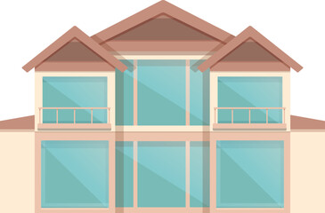 Front glass villa icon cartoon vector. Home building. Cottage window