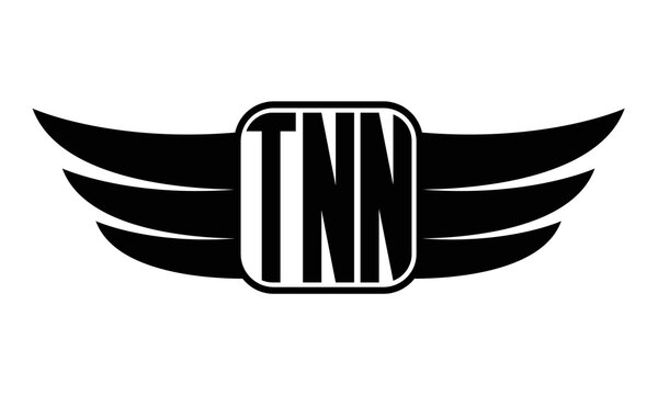 TNN three Letter wing minimalist creative concept icon eagle symbol professional black and white logo design, Vector template