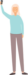 Social phone hi icon cartoon vector. Old person. Mobile person