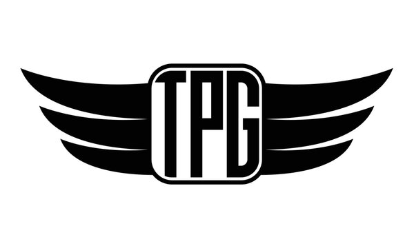 TPG three Letter wing minimalist creative concept icon eagle symbol professional black and white logo design, Vector template