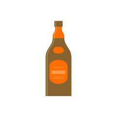 Bottle of whiskey, great design for any purposes. Flat style. Color form. Party drink concept. Simple image shape
