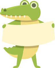 Alligator banner icon cartoon vector. Jungle kid. Cute animal
