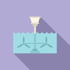 Water turbine icon flat vector. Hydro plant