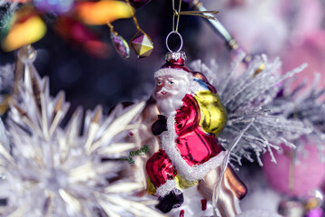 Santa Claus cute glass Christmas tree bauble decoration