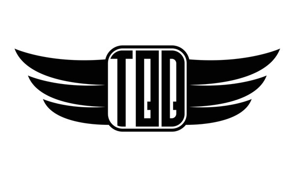 TQQ three Letter wing minimalist creative concept icon eagle symbol professional black and white logo design, Vector template