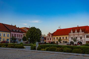 Obraz premium Street in Bechyne. Summser evening. Czechia