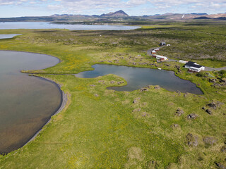 Rural landscape of lake Myvatn in Iceland