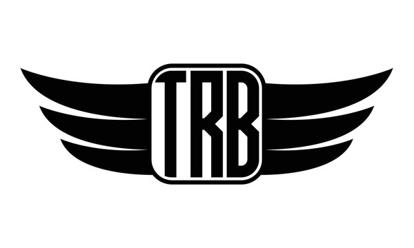 TRB three Letter wing minimalist creative concept icon eagle symbol professional black and white logo design, Vector template