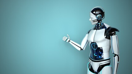 Humanoid Robot Hint - obrazy, fototapety, plakaty