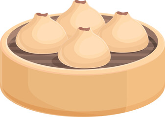 Asian steam food icon cartoon vector. Bun bao. Steamed plate