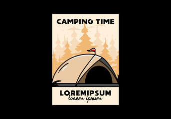 Dome tent camping illustration badge design