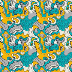 Naklejka premium Seamless abstract hand drawn artwork with unique colorful pattern in boho style
