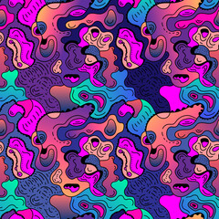 Seamless abstract hand drawn artwork with unique colorful pattern in boho style