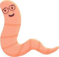 Worm in glasses icon cartoon vector. Pink mascot. Garden plant