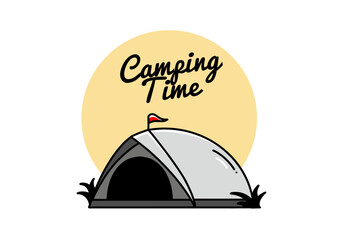 Dome tent camping illustration badge design