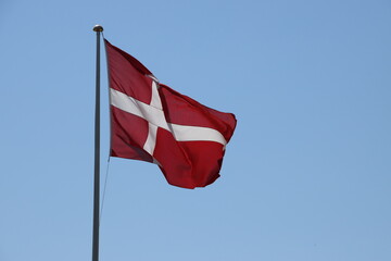 Flag of Denmark in the street