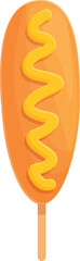 Korea corn dog icon cartoon vector. Food stick. Sauce ketchup