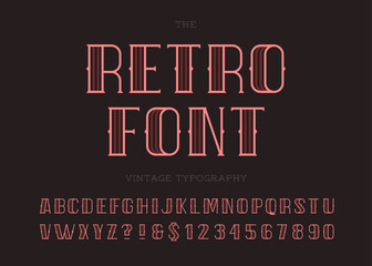Retro font vintage typography. Alphabet trendy modern sans serif style for party poster, printing on fabric, t shirt, promotion, decoration, stamp, label. Cool bold typeface. 10 eps