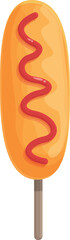 Corn dog icon cartoon vector. Hot food. Sauce korean