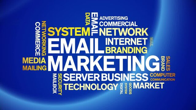 Email Marketing animated tag word cloud;text design animation kinetic typography seamless loop.