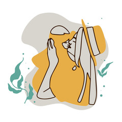 Mom and daughter, woman holding baby, hat, love, doodle