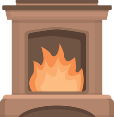 Burning fire icon cartoon vector. Wood restaurant. Pizza cafe