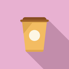 Carton coffee cup icon flat vector. Eco bag