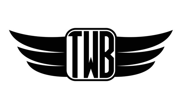 TWB three Letter wing minimalist creative concept icon eagle symbol professional black and white logo design, Vector template