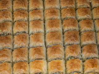 Turkish dessert Baklava close up