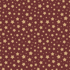 Christmas star seamless pattern gold color on red background for christmas sale, greeting cards, product promotion, web design and marketing material, decoration. Vector Illustration